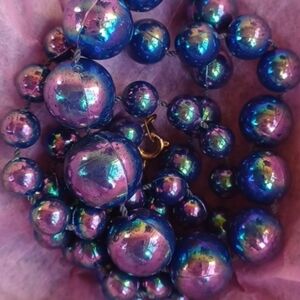 Iridescent Blue-Purple Bead Necklace - Women Jewelry